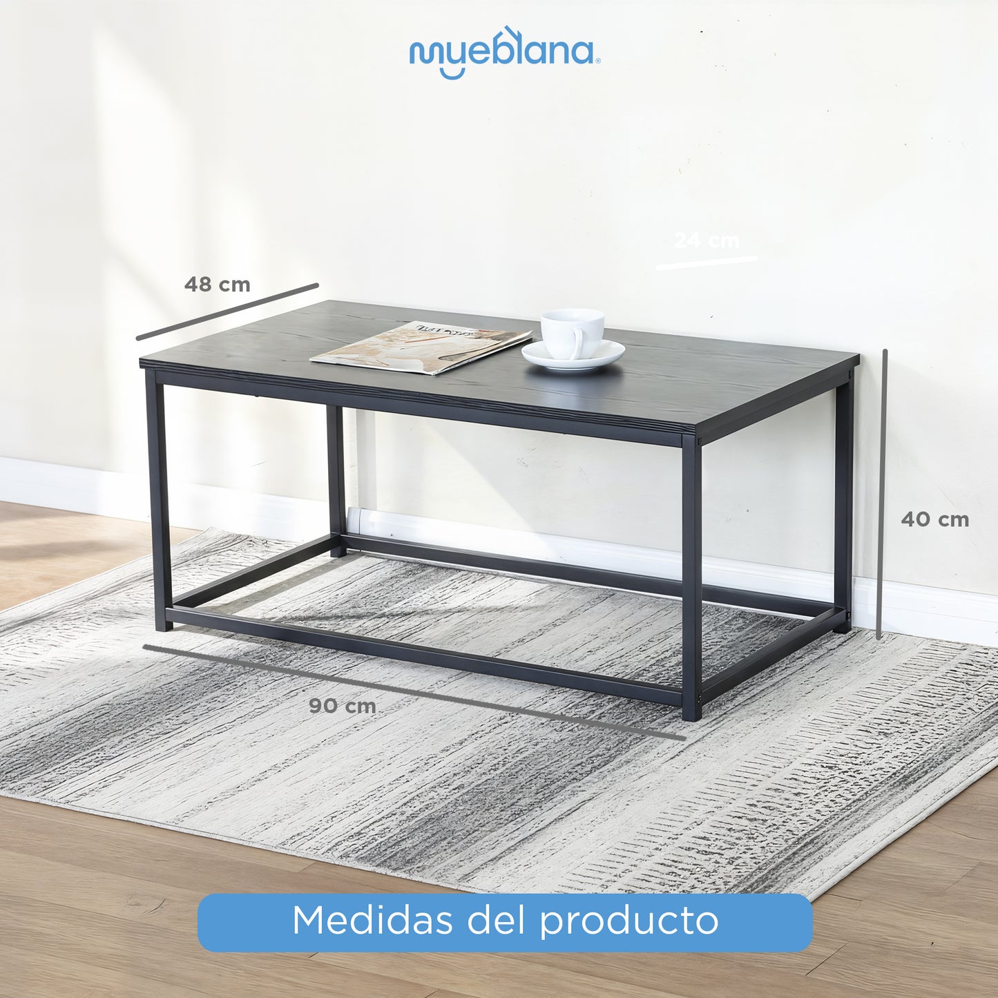 MESA DE CENTRO TUCSON NEGRO